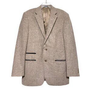 Paul Fredrick Wool Jacket 42 L Blazer Sport Coat Oatmeal Ticket Pocket 100% Wool